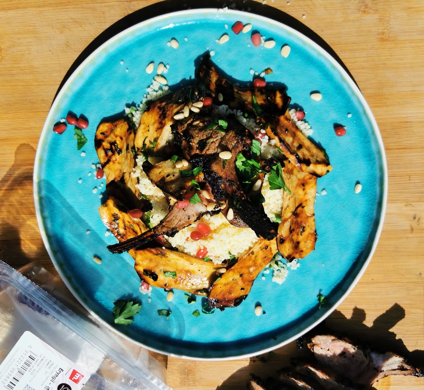 EASTER ERYNGII & COUSCOUS SALAD WITH LAMB RACK